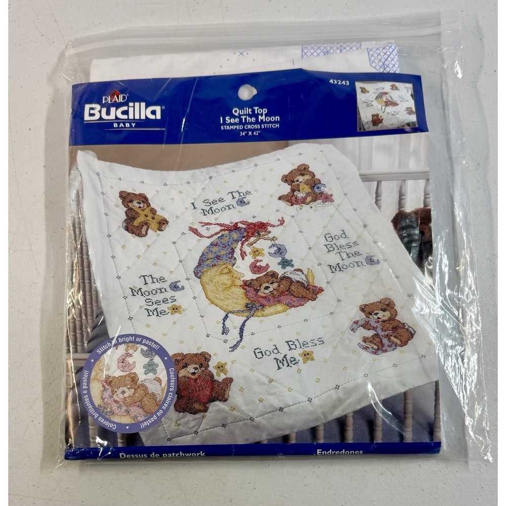 Bucilla Baby Quilt Top I See The Moon Cross Stitch 34 X 42 Item 43243 BRAND NEW